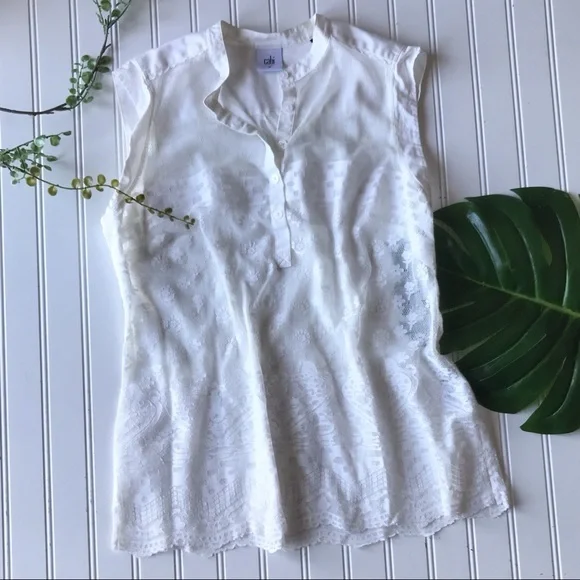 Cabi cream white lace tank top blouse - Picture 2 of 8